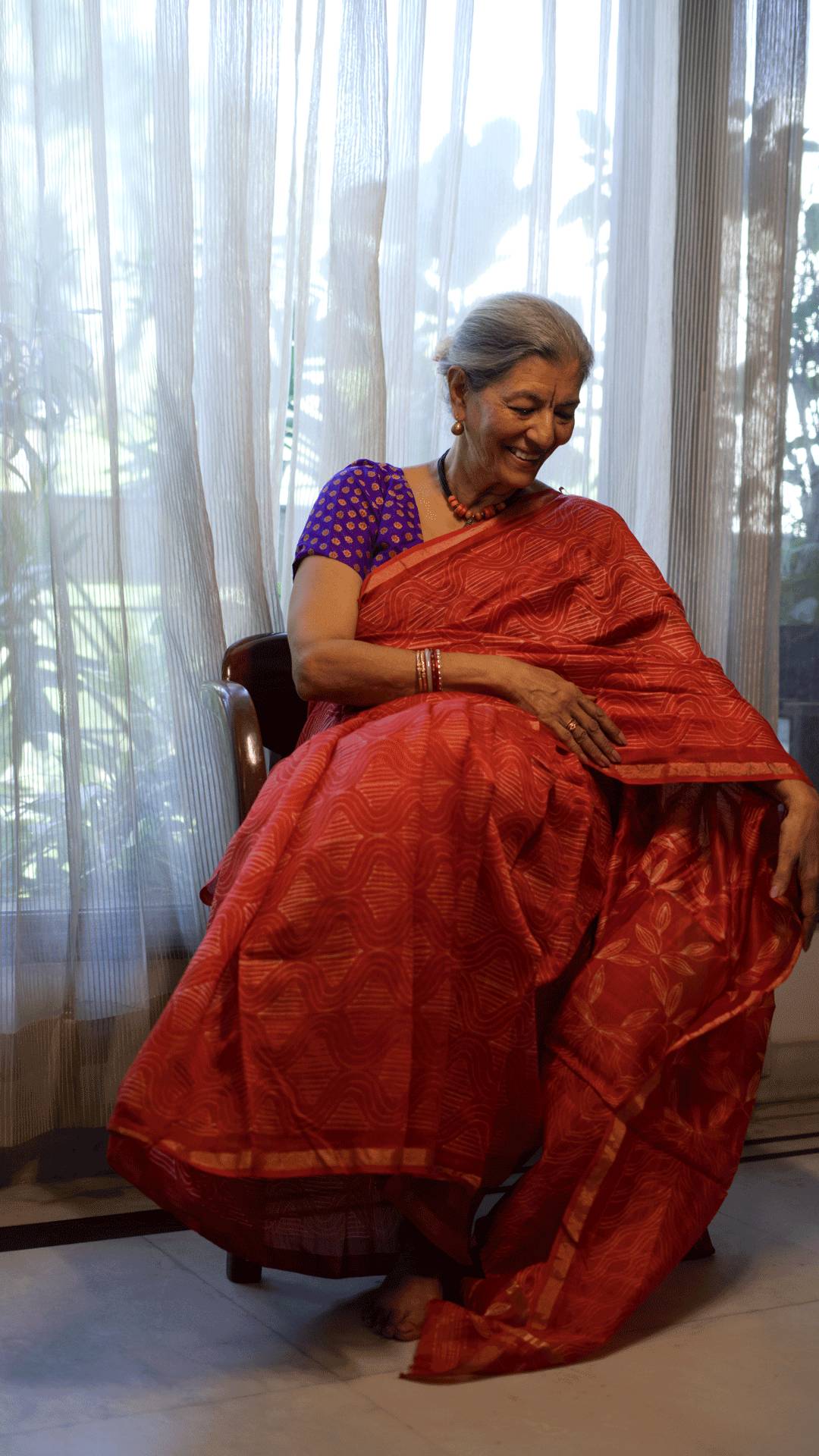 Aurora Red Shibori Chanderi Silk Saree