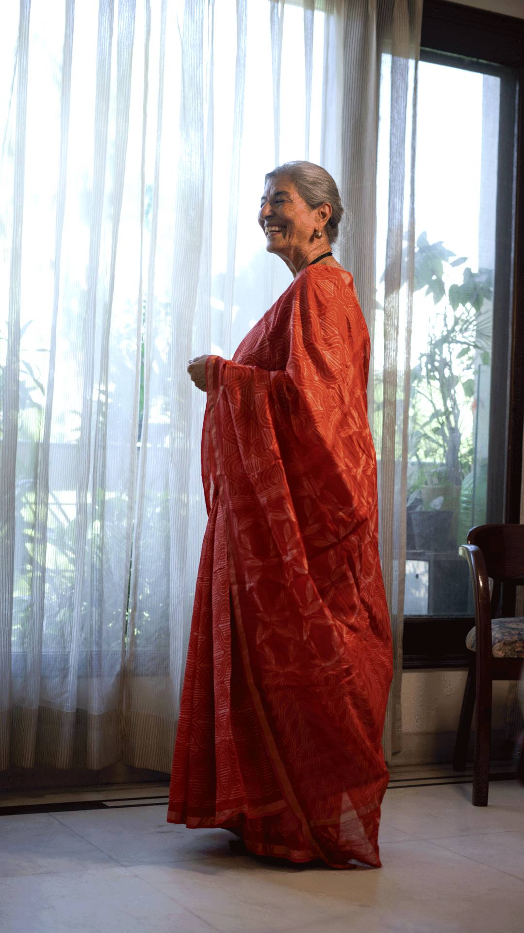 Aurora Red Shibori Chanderi Silk Saree