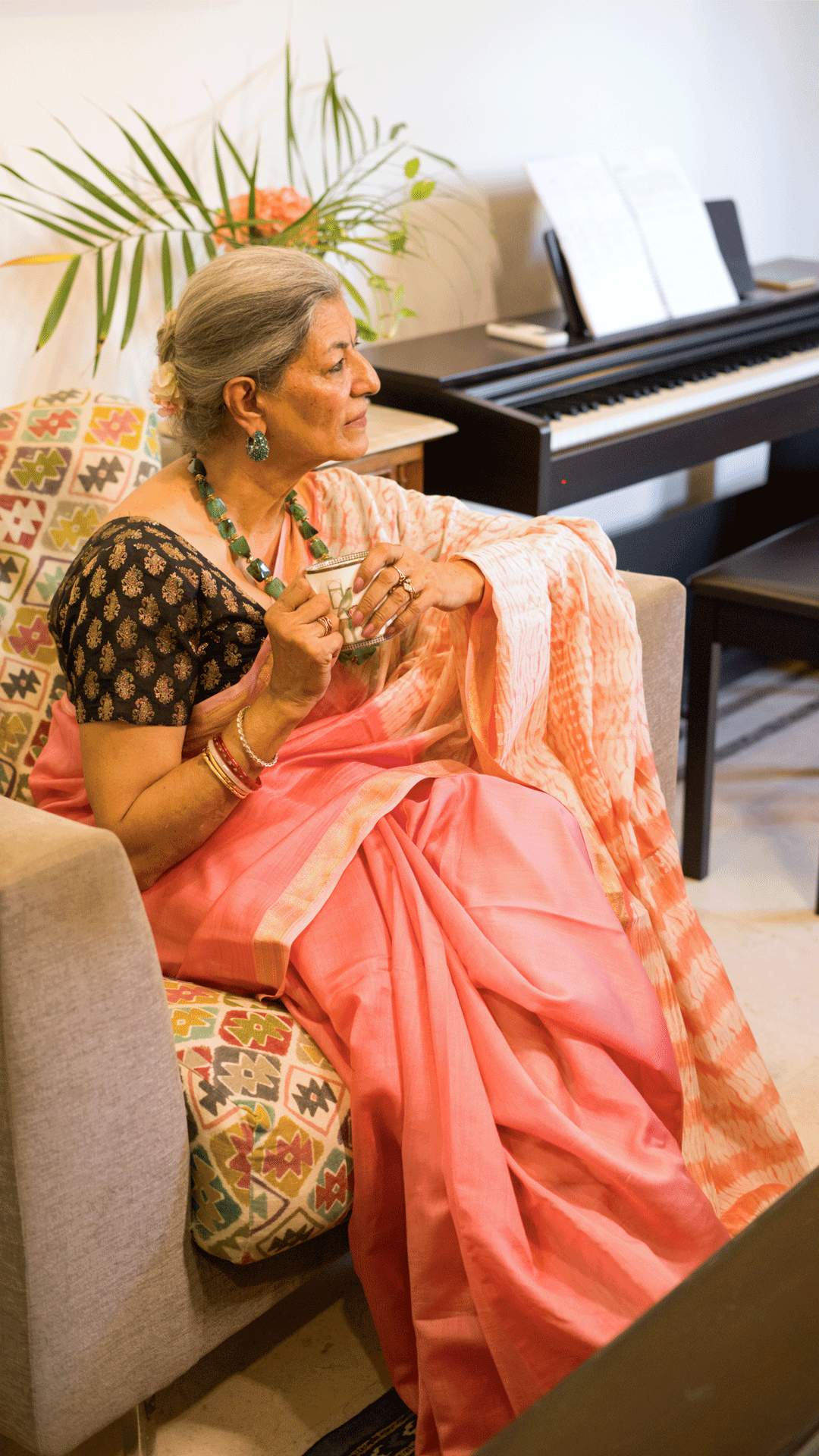 Peach Petal Nui Shibori Silk Saree