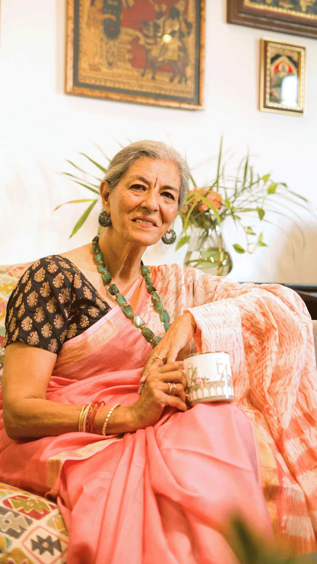 Peach Petal Nui Shibori Silk Saree