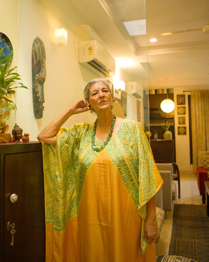 Sunlit Meadow ori nui Shibori Kaftan