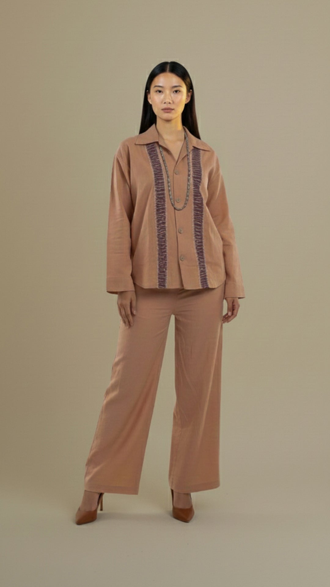 Beige Crest Shibori Set