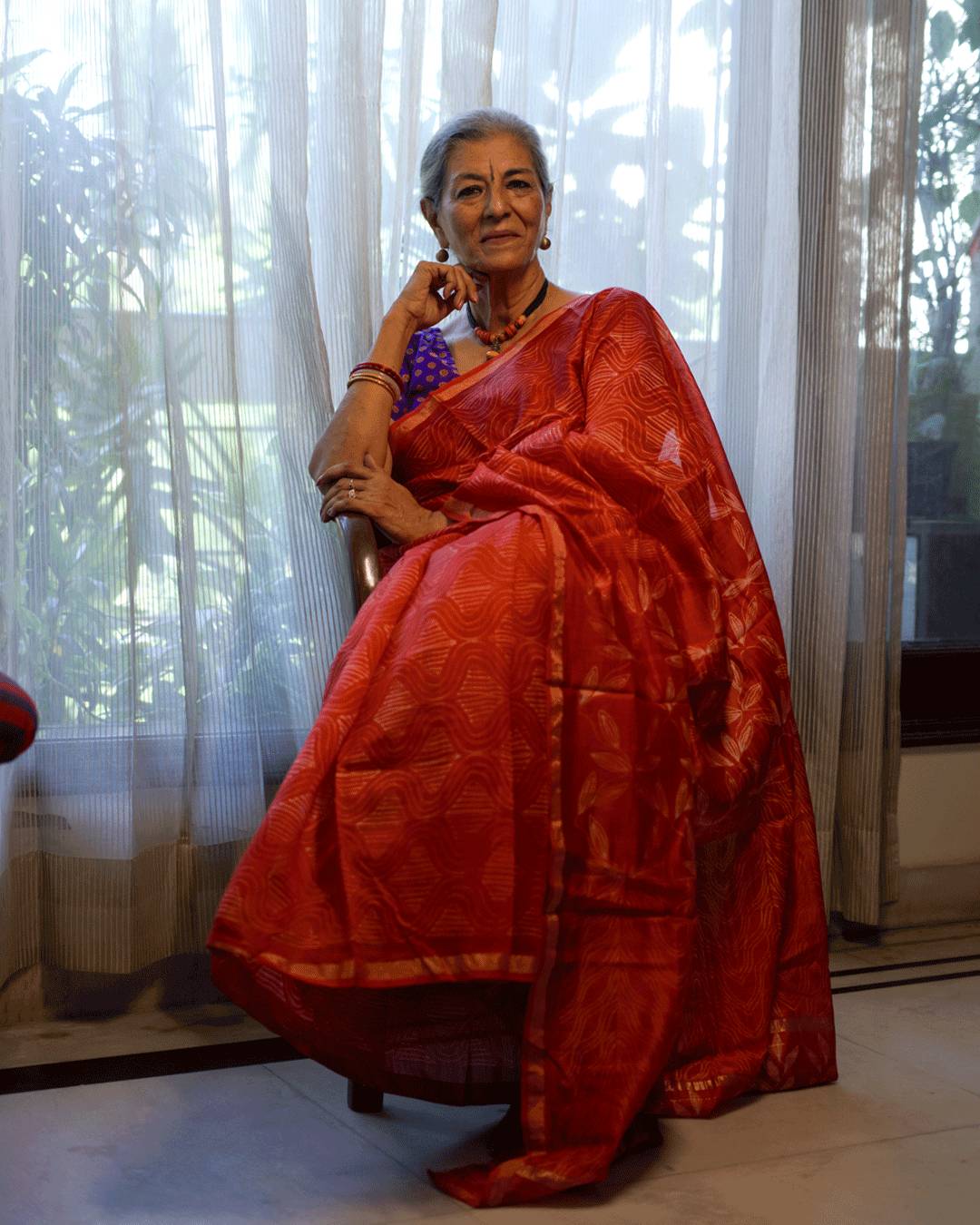 Aurora Red Shibori Chanderi Silk Saree