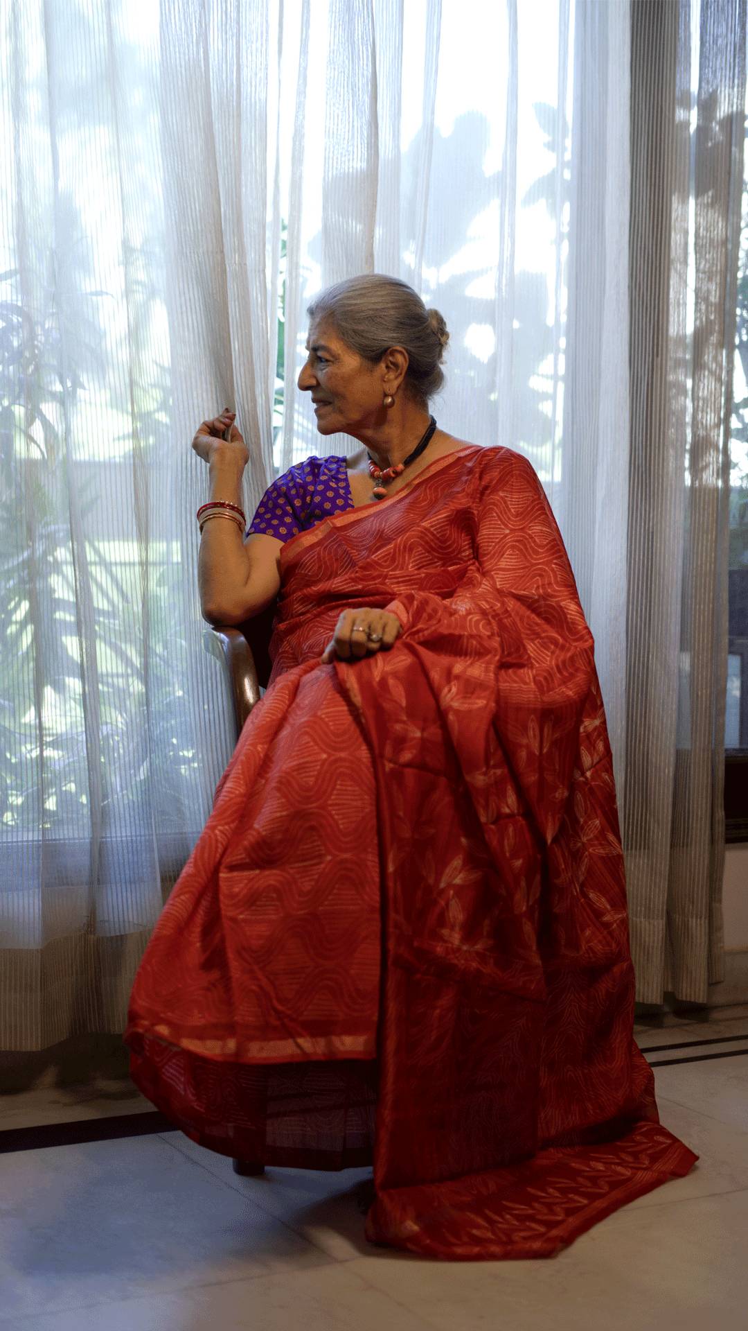 Aurora Red Shibori Chanderi Silk Saree