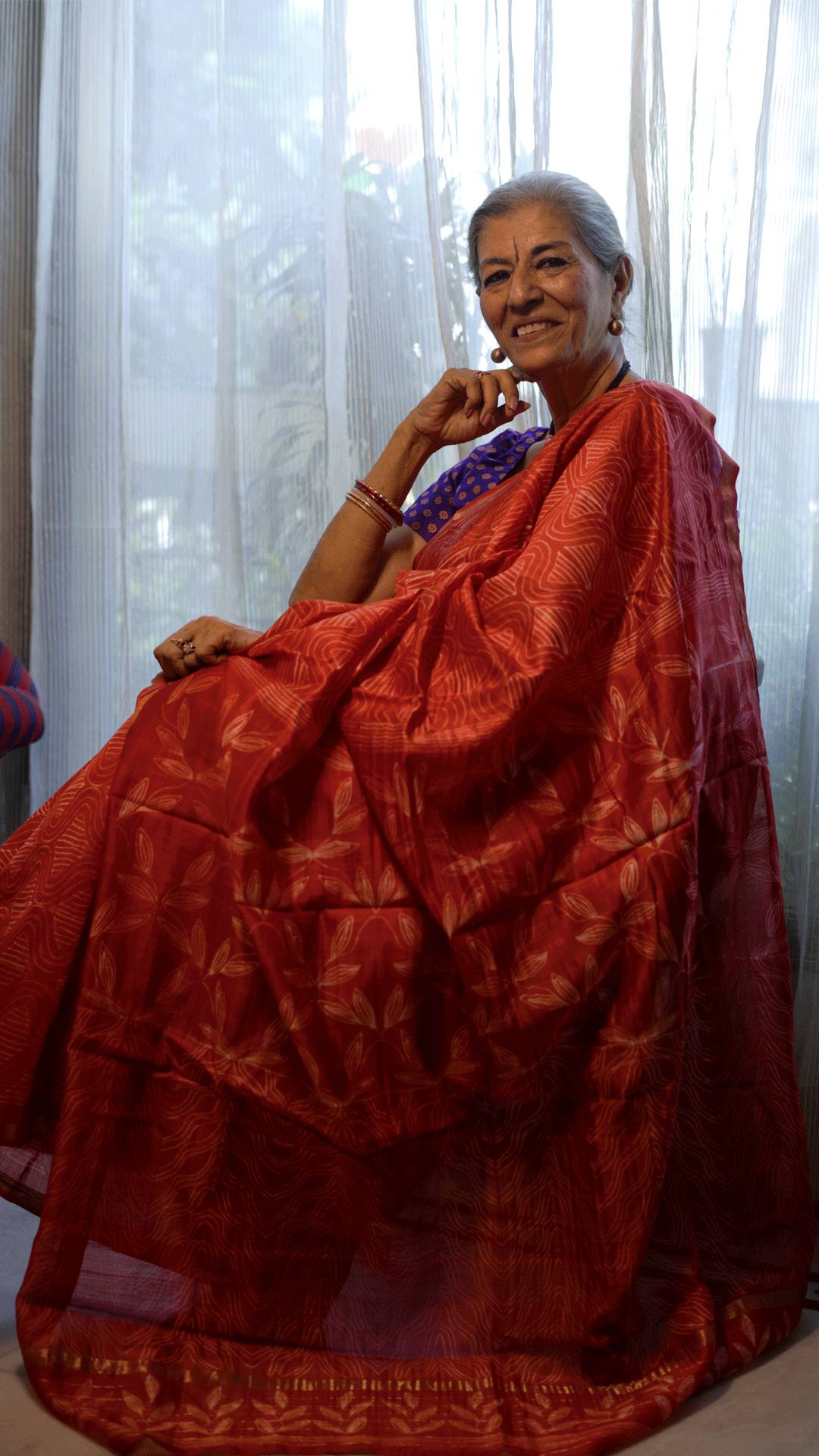 Aurora Red Shibori Chanderi Silk Saree