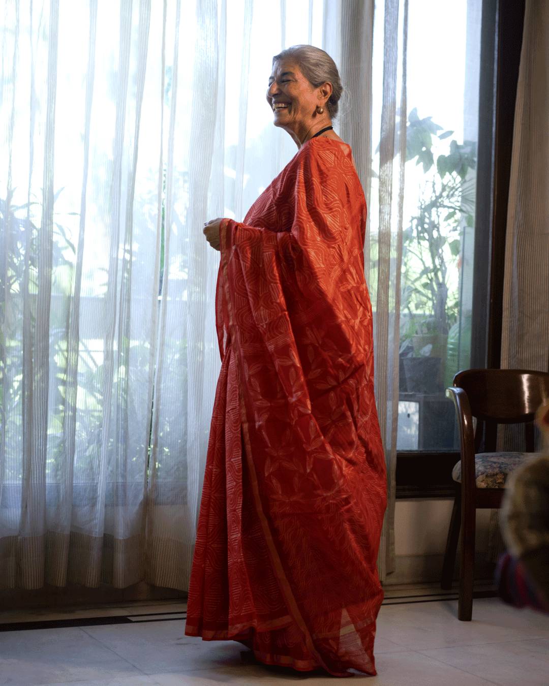 Aurora Red Shibori Chanderi Silk Saree