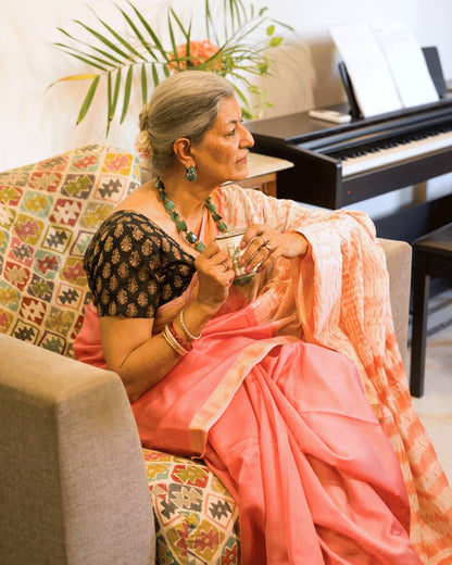Peach Petal Nui Shibori Silk Saree