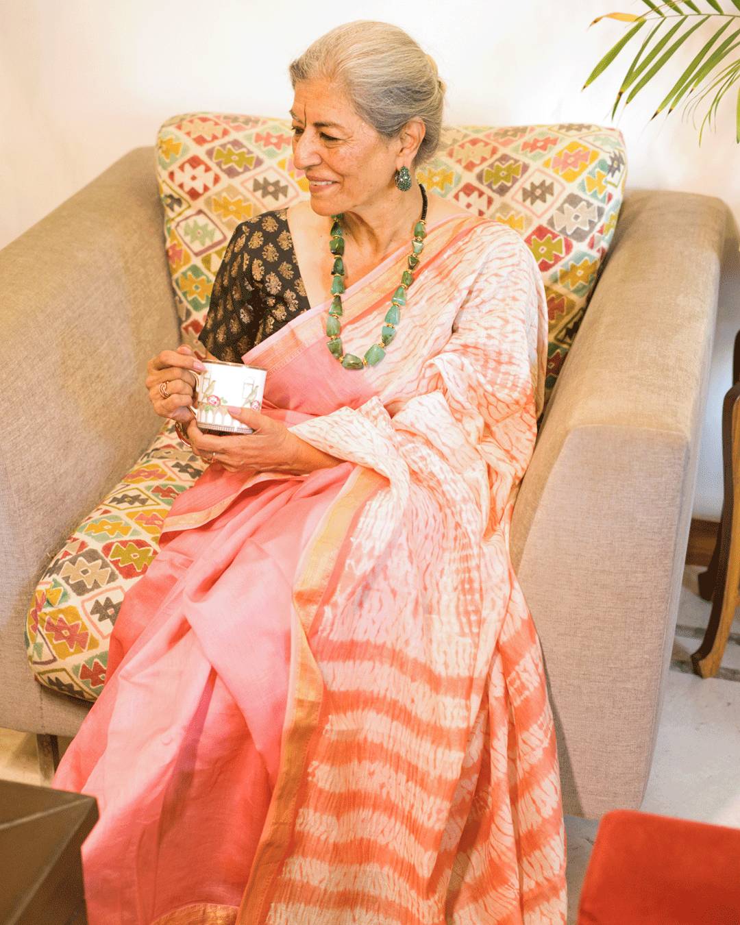 Peach Petal Nui Shibori Silk Saree