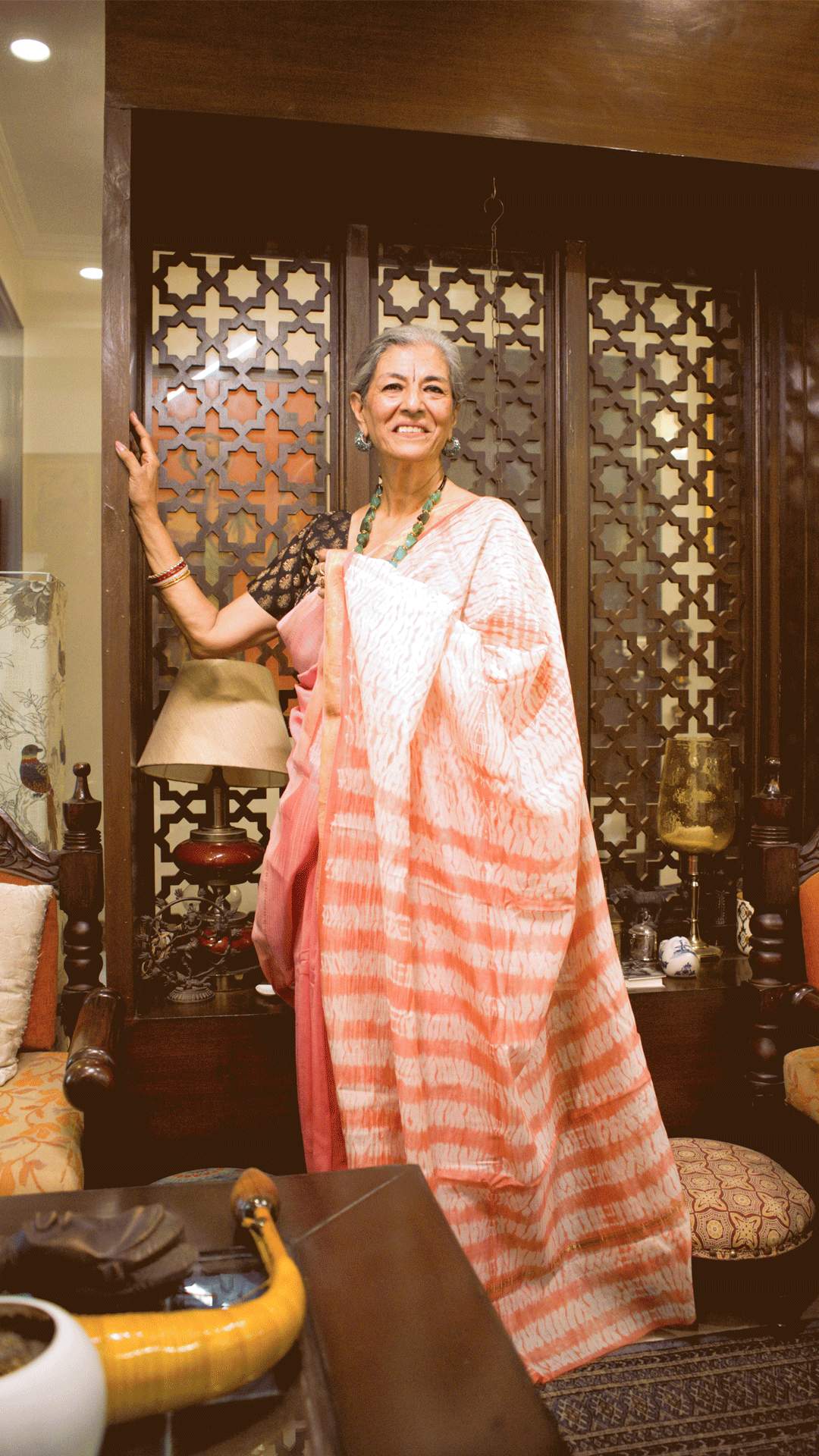 Peach Petal Nui Shibori Silk Saree