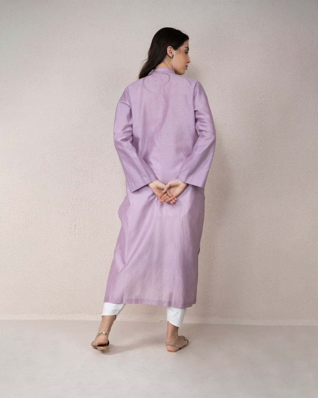 Silver Gota Pintex Lavender Kurta