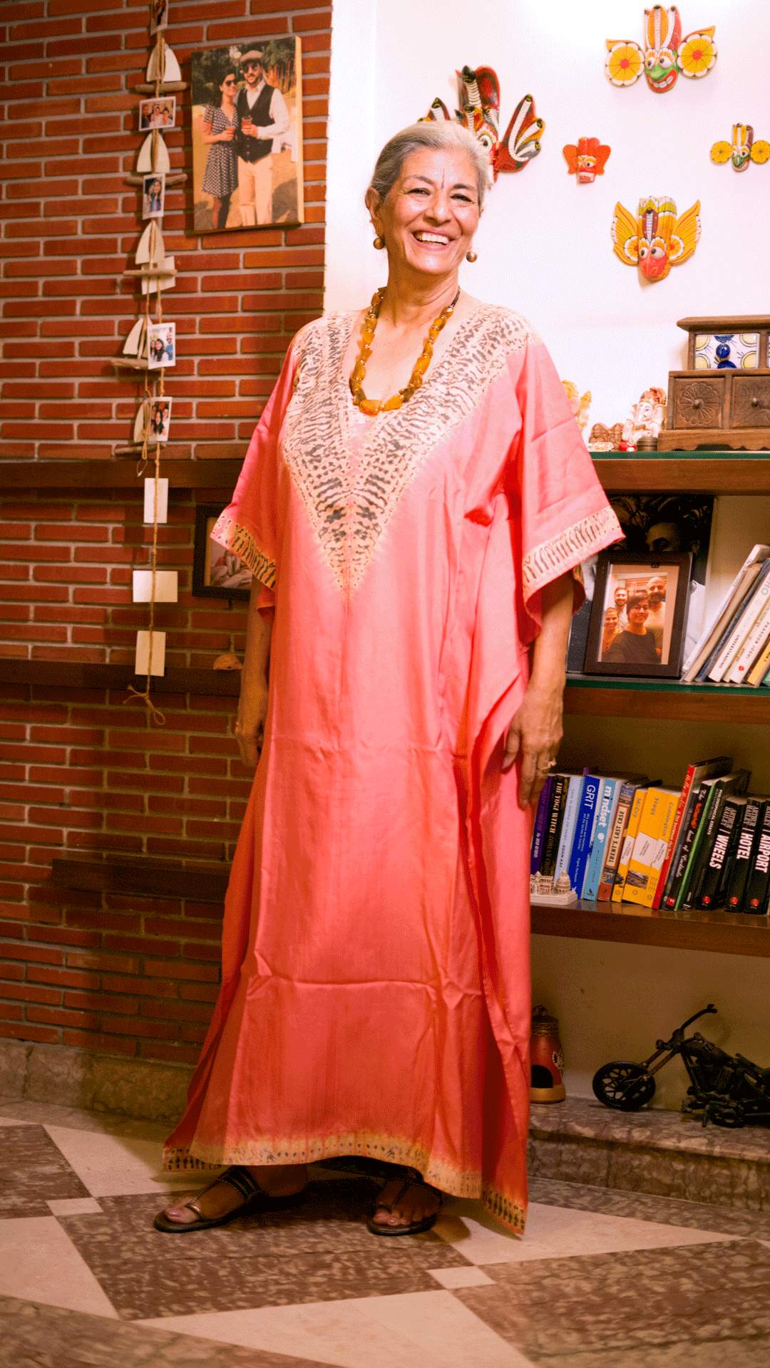 Peach Luster – Ori Nui Shibori Silk Kaftan