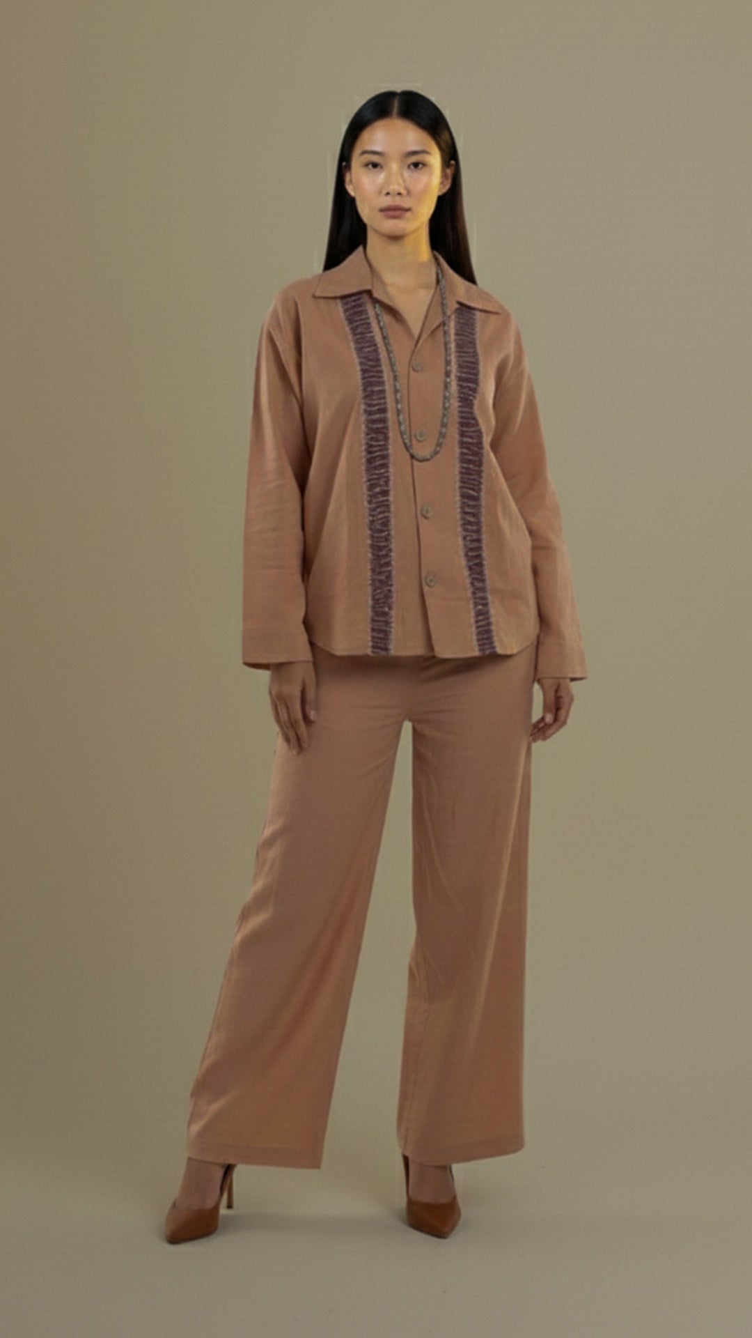 Beige Crest Shibori Set